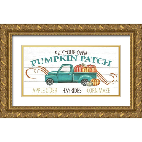 Pumpkin Patch Gold Ornate Wood Framed Art Print with Double Matting by Allen, Kimberly