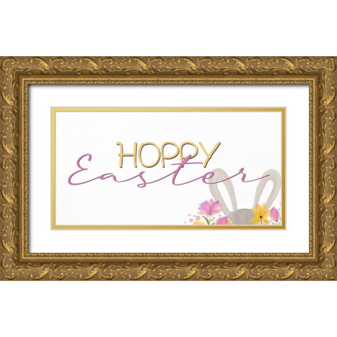 Hoppy Easter Gold Ornate Wood Framed Art Print with Double Matting by Allen, Kimberly