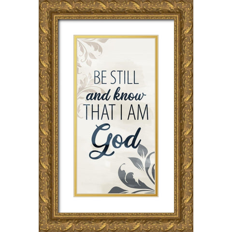 Be Still Bath 1 V2 Gold Ornate Wood Framed Art Print with Double Matting by Allen, Kimberly