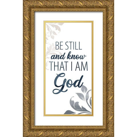 Be Still Bath 1 Gold Ornate Wood Framed Art Print with Double Matting by Allen, Kimberly