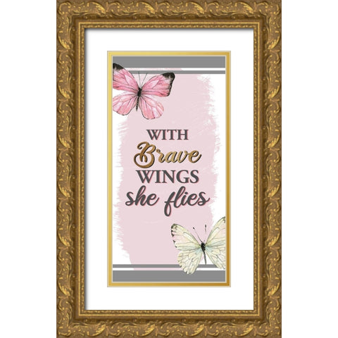 Wings 1 Gold Ornate Wood Framed Art Print with Double Matting by Allen, Kimberly