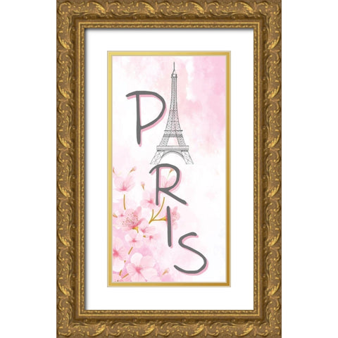 Cherry Blossom Paris 1 Gold Ornate Wood Framed Art Print with Double Matting by Allen, Kimberly