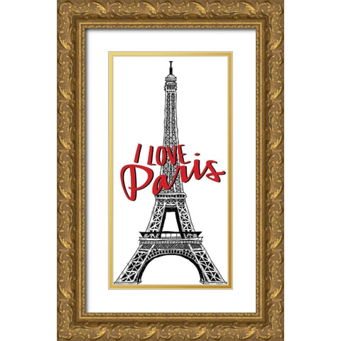 Paris Idea Love 1 Gold Ornate Wood Framed Art Print with Double Matting by Allen, Kimberly