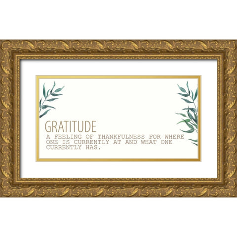 Gratitude Definition Gold Ornate Wood Framed Art Print with Double Matting by Allen, Kimberly
