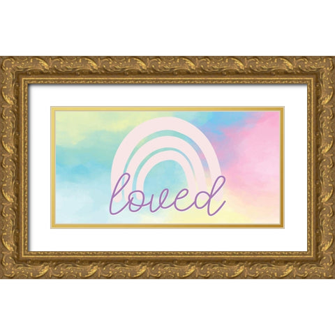 Loved Rainbow Gold Ornate Wood Framed Art Print with Double Matting by Allen, Kimberly