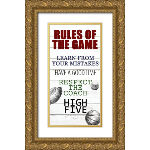 Rules of the Game 1 Gold Ornate Wood Framed Art Print with Double Matting by Allen, Kimberly