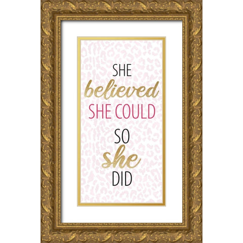 Believe Sparkle 1 Gold Ornate Wood Framed Art Print with Double Matting by Allen, Kimberly