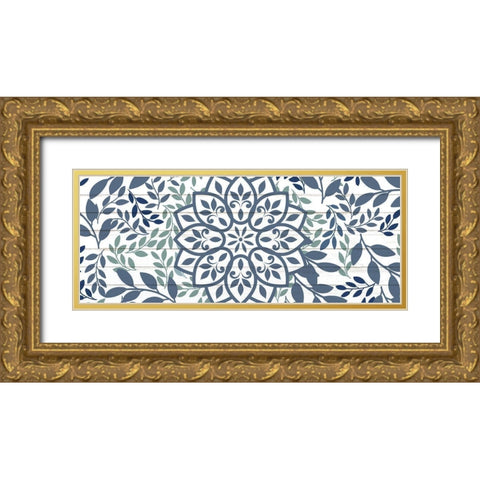 Mandala Leaves 1 Gold Ornate Wood Framed Art Print with Double Matting by Allen, Kimberly