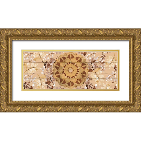 Brown Mandala Leaves 2 Gold Ornate Wood Framed Art Print with Double Matting by Allen, Kimberly