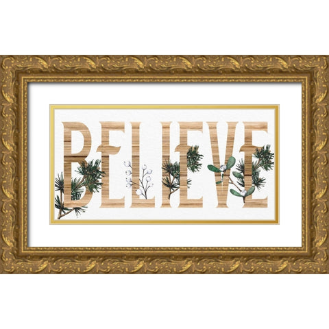 Believe Wood Gold Ornate Wood Framed Art Print with Double Matting by Allen, Kimberly