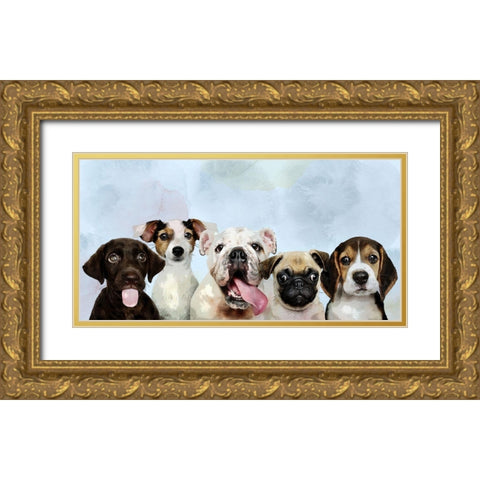 Puppy Portrait Gold Ornate Wood Framed Art Print with Double Matting by Allen, Kimberly