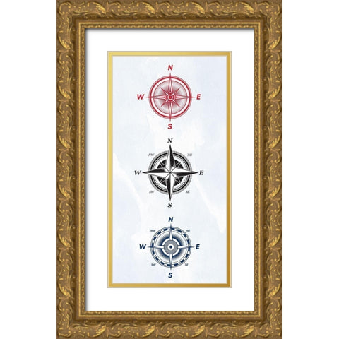 Vintage Compass 2 Gold Ornate Wood Framed Art Print with Double Matting by Allen, Kimberly