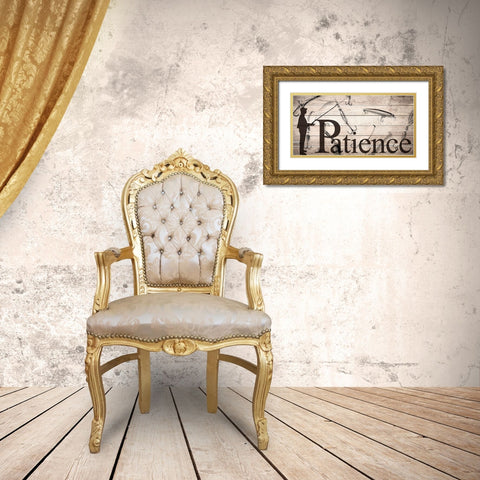 Patience Fishing Gold Ornate Wood Framed Art Print with Double Matting by Allen, Kimberly