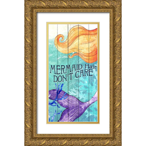 Mermaid Hair Dont Care Gold Ornate Wood Framed Art Print with Double Matting by Allen, Kimberly