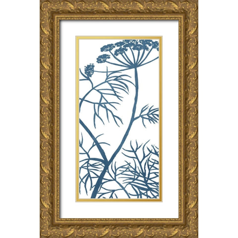 Botanical Panel Blues 3 Gold Ornate Wood Framed Art Print with Double Matting by Allen, Kimberly