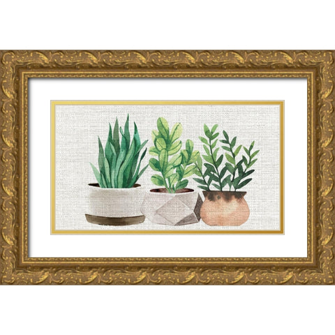 Burlap Plants Gold Ornate Wood Framed Art Print with Double Matting by Allen, Kimberly