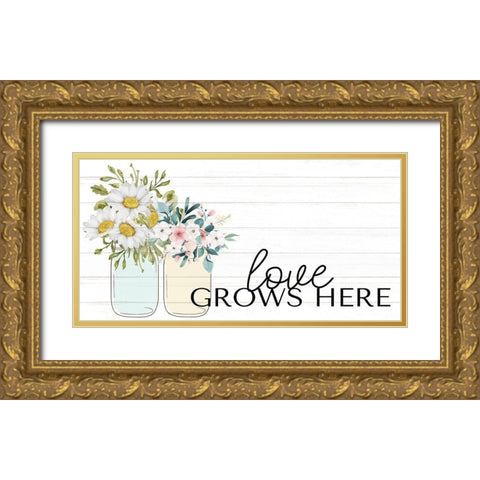 Floral Jar 7 Gold Ornate Wood Framed Art Print with Double Matting by Allen, Kimberly