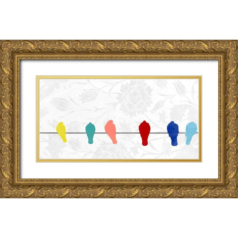Summer Birds Gold Ornate Wood Framed Art Print with Double Matting by Allen, Kimberly