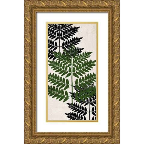 Pressed Ferns Panel 1 Gold Ornate Wood Framed Art Print with Double Matting by Allen, Kimberly