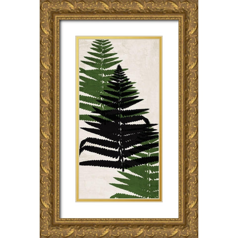 Pressed Ferns Panel 2 Gold Ornate Wood Framed Art Print with Double Matting by Allen, Kimberly
