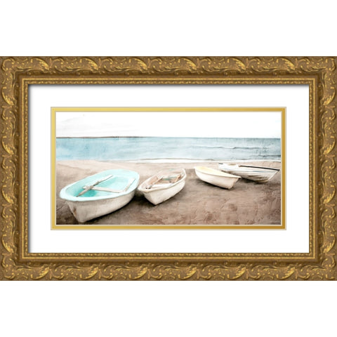 Beached Boats Gold Ornate Wood Framed Art Print with Double Matting by Allen, Kimberly