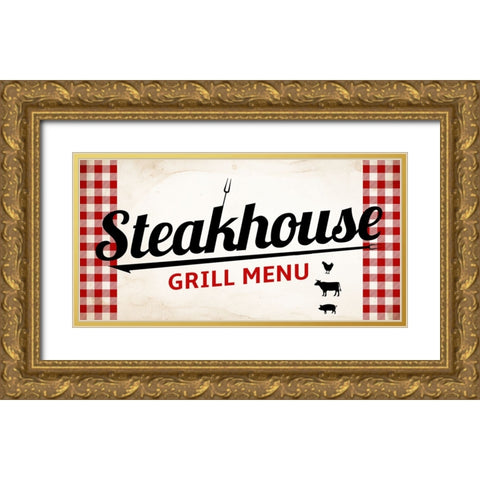 Steakhouse Grill Menu Gold Ornate Wood Framed Art Print with Double Matting by Allen, Kimberly