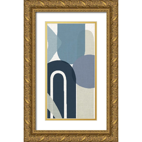 Abstract Shape Panel 1 Gold Ornate Wood Framed Art Print with Double Matting by Allen, Kimberly