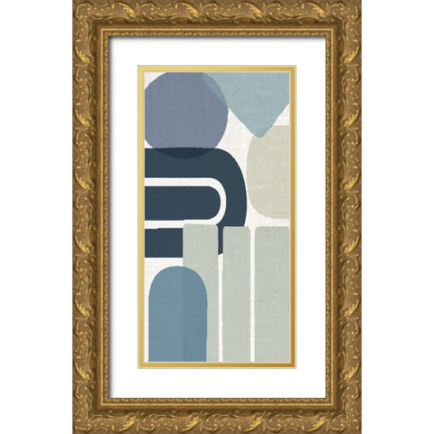 Abstract Shape Panel 2 Gold Ornate Wood Framed Art Print with Double Matting by Allen, Kimberly