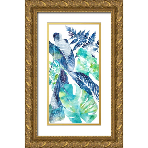 Watercolor Palm Panel 1 Gold Ornate Wood Framed Art Print with Double Matting by Allen, Kimberly