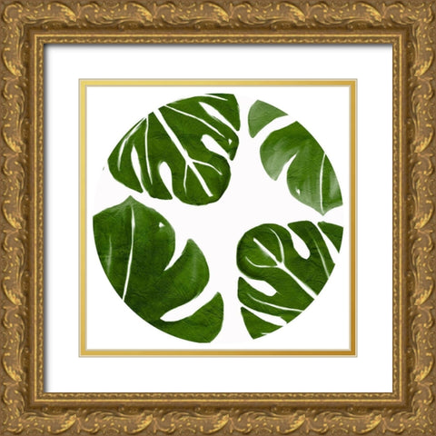 Tropic Green 2 circle Gold Ornate Wood Framed Art Print with Double Matting by Kimberly, Allen