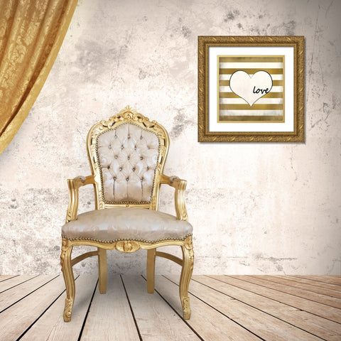 Love Heart Gold Ornate Wood Framed Art Print with Double Matting by Allen, Kimberly