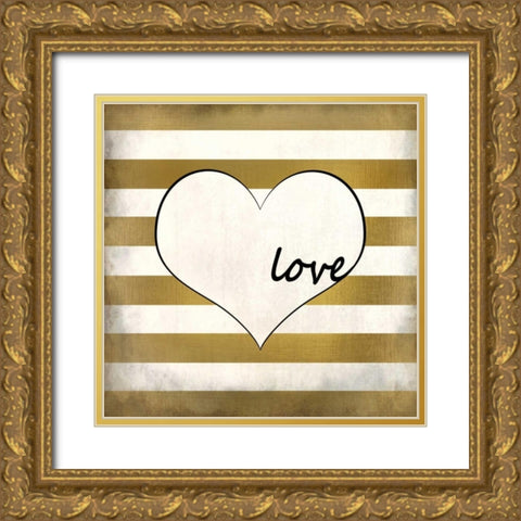 Love Heart Gold Ornate Wood Framed Art Print with Double Matting by Allen, Kimberly