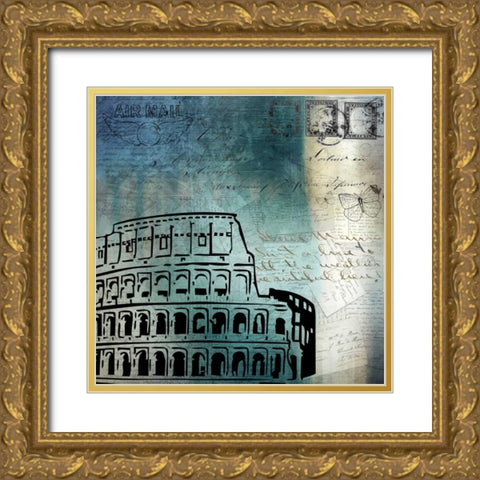 Roman Blue Gold Ornate Wood Framed Art Print with Double Matting by Allen, Kimberly