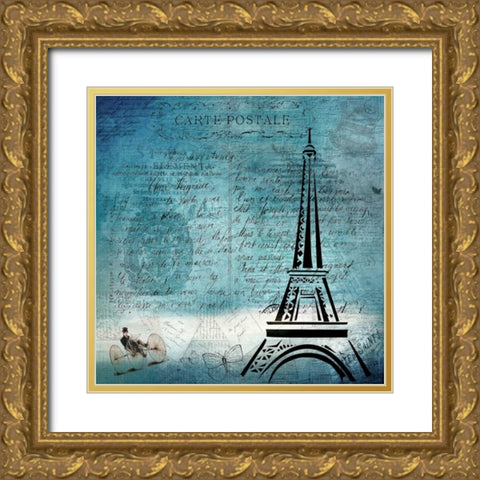 Old Time Paris Gold Ornate Wood Framed Art Print with Double Matting by Allen, Kimberly