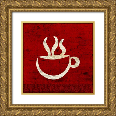 Red Coffee 1 Gold Ornate Wood Framed Art Print with Double Matting by Allen, Kimberly