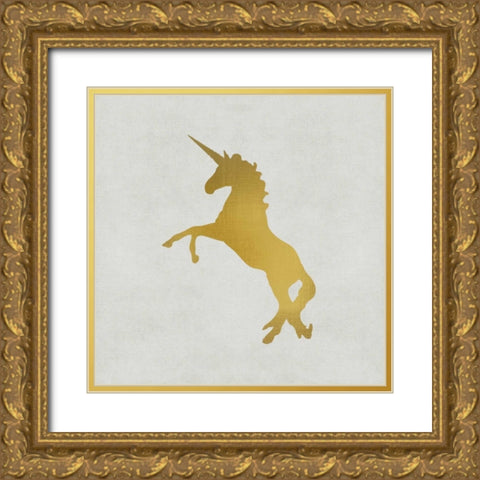 Unicorn Gold 2 Gold Ornate Wood Framed Art Print with Double Matting by Allen, Kimberly