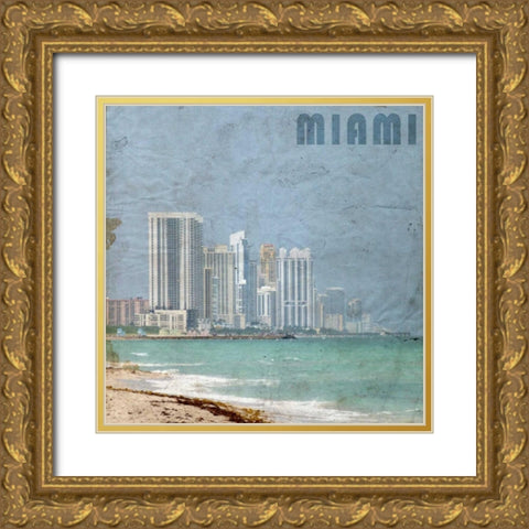 Miami Beach Gold Ornate Wood Framed Art Print with Double Matting by Allen, Kimberly