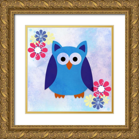 Retro Owl 2 Gold Ornate Wood Framed Art Print with Double Matting by Allen, Kimberly