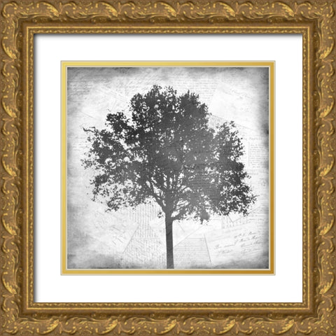 Tree Silhouette Black and White 1 Gold Ornate Wood Framed Art Print with Double Matting by Allen, Kimberly