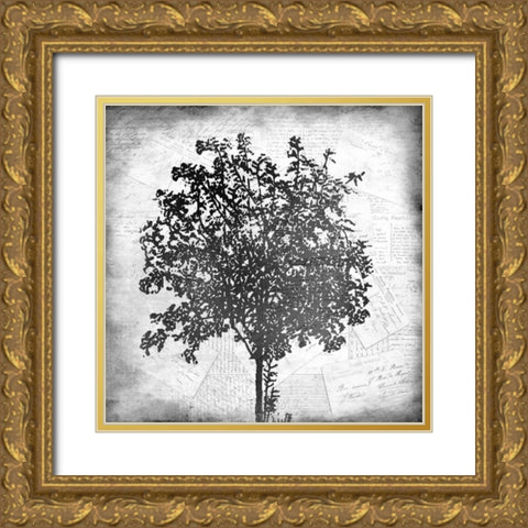 Tree Silhouette Black and White 2 Gold Ornate Wood Framed Art Print with Double Matting by Allen, Kimberly