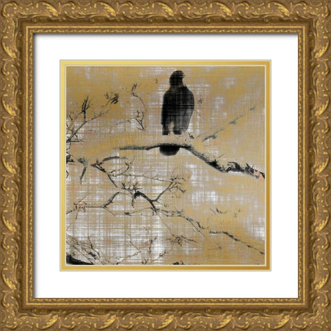 Black Birds 2 Gold Ornate Wood Framed Art Print with Double Matting by Allen, Kimberly