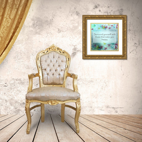 Surrounding Happiness Gold Ornate Wood Framed Art Print with Double Matting by Allen, Kimberly