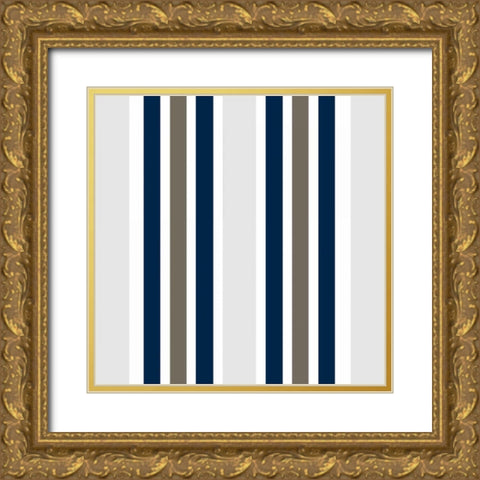 Indigo Coral Pattern Gold Ornate Wood Framed Art Print with Double Matting by Allen, Kimberly