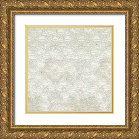 At The Shore Pattern Gold Ornate Wood Framed Art Print with Double Matting by Allen, Kimberly