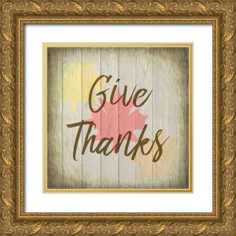 Give Thanks Gold Ornate Wood Framed Art Print with Double Matting by Allen, Kimberly