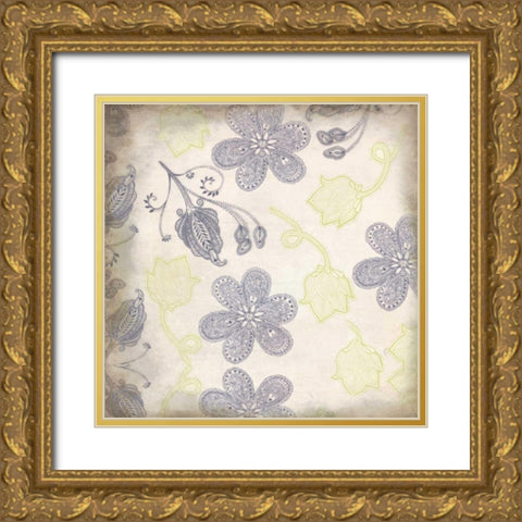 Grey And Yellow Gold Ornate Wood Framed Art Print with Double Matting by Allen, Kimberly