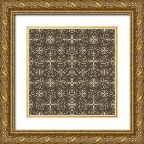 Lets Travel Pattern 1 Gold Ornate Wood Framed Art Print with Double Matting by Allen, Kimberly