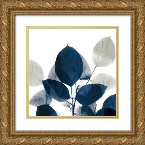 Midnight Leaves 1 Gold Ornate Wood Framed Art Print with Double Matting by Kimberly, Allen
