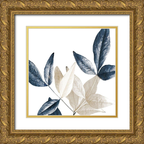 Midnight Leaves 2 Gold Ornate Wood Framed Art Print with Double Matting by Kimberly, Allen