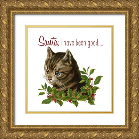 Cat Christmas 1 Gold Ornate Wood Framed Art Print with Double Matting by Kimberly, Allen